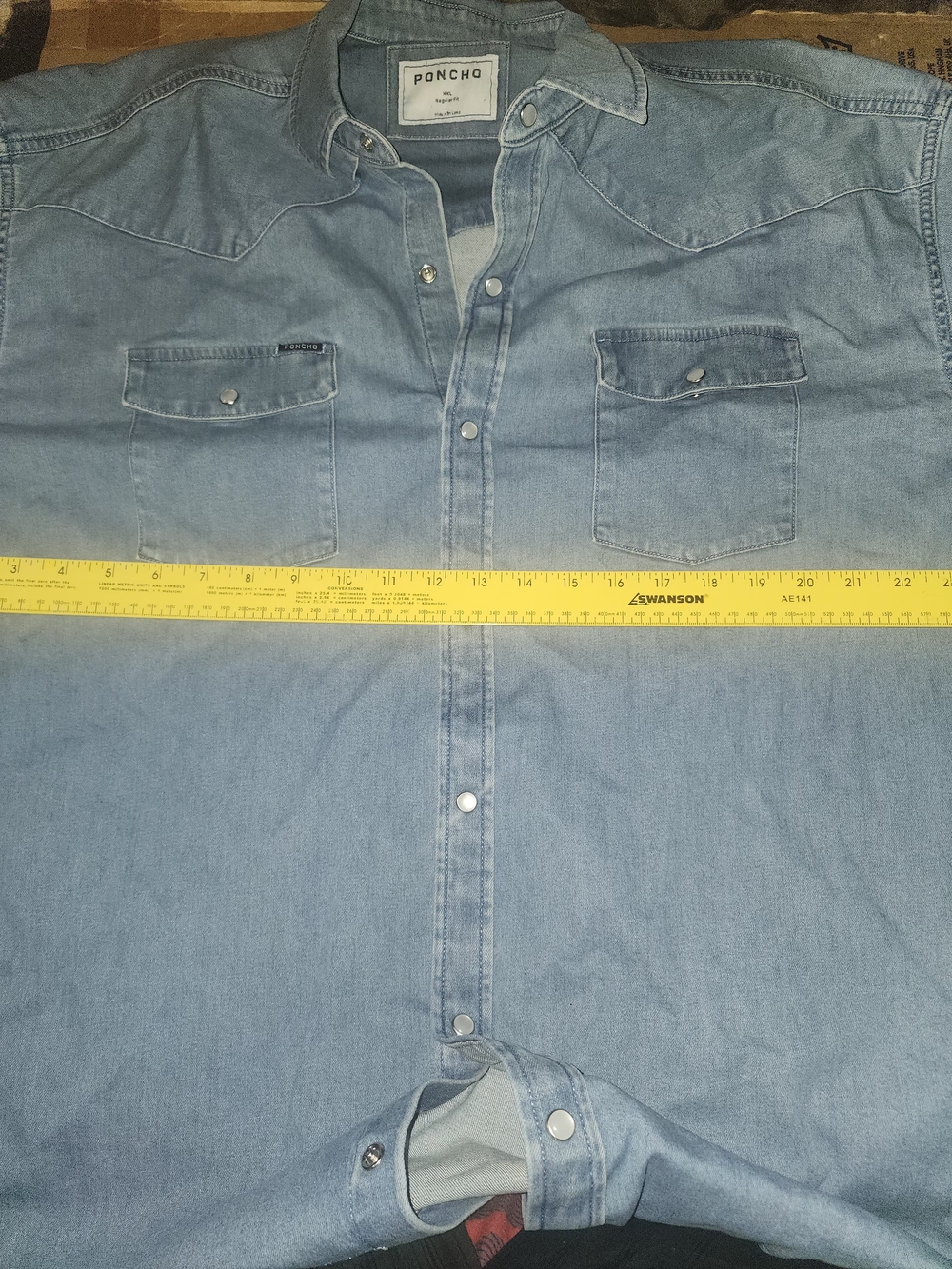 Poncho Men’s Light Blue Denim Western Shirt xxl heavy